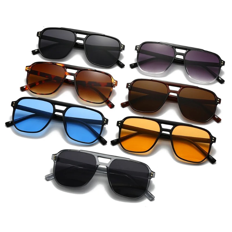 Vintage Fashion And Design - Vintage Men Women Double Bridges Sunglasses