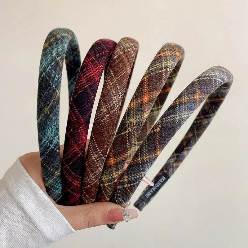 Elegant Plaid Bezel Hairband f - Retro Vintage Korean Fashion recension och pris