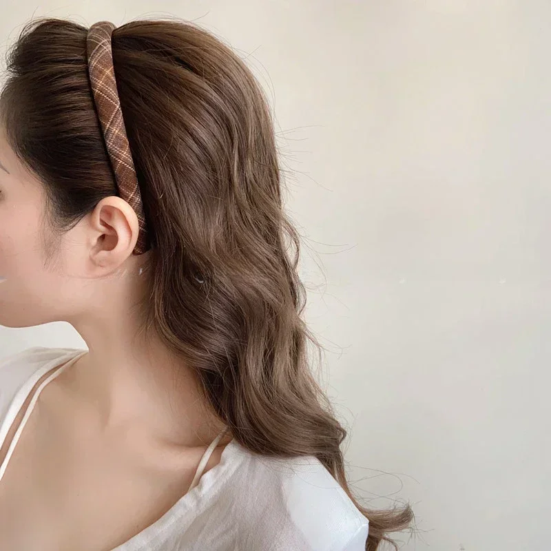 Elegant Plaid Bezel Hairband f - Retro Vintage Korean Fashion recension och pris