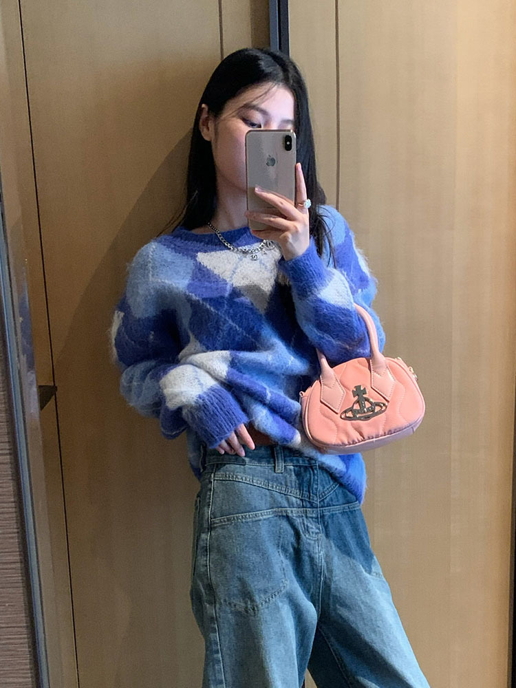 Korean Fashion Plaid Sweater O - Retro Vintage Korean Fashion recension och pris