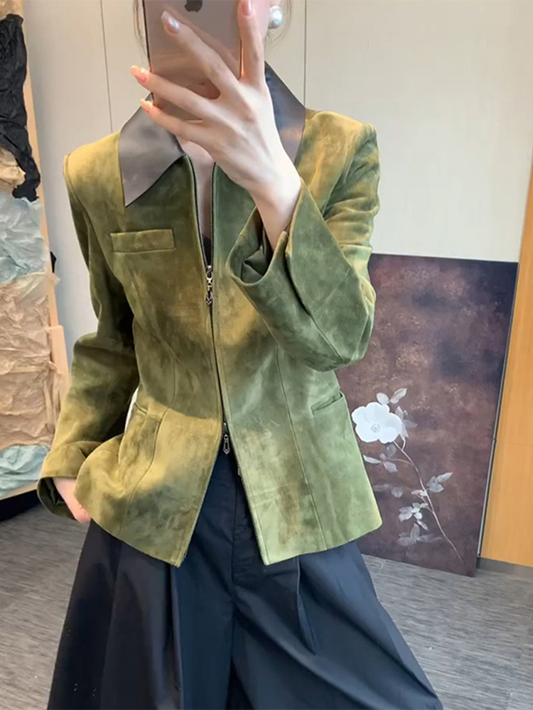 Retro Style Green Suede Jacket - Retro Vintage Korean Fashion recension och pris
