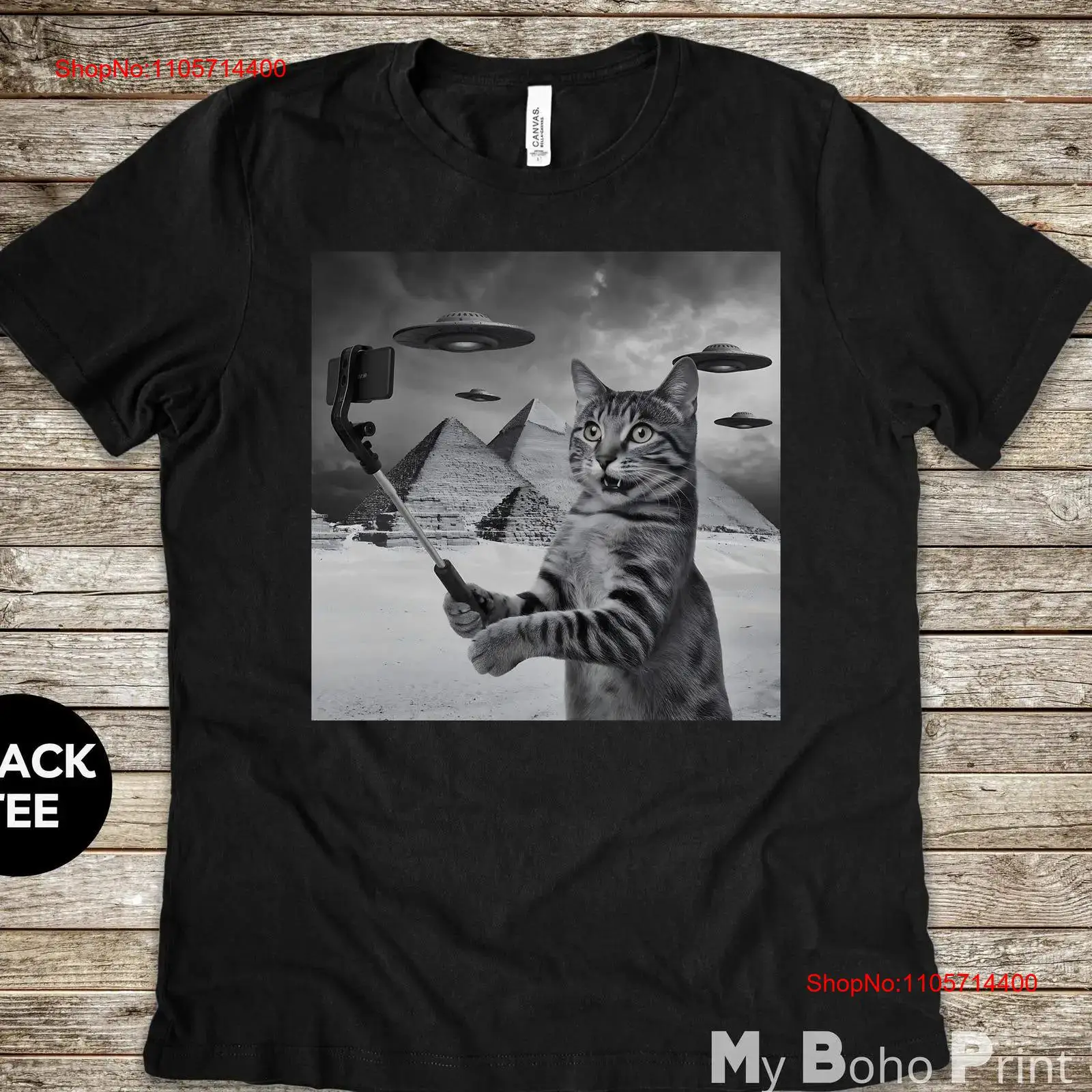 Cat Selfie T Shirt Alien UFO P - Vintage Fashion Photographers recension och pris