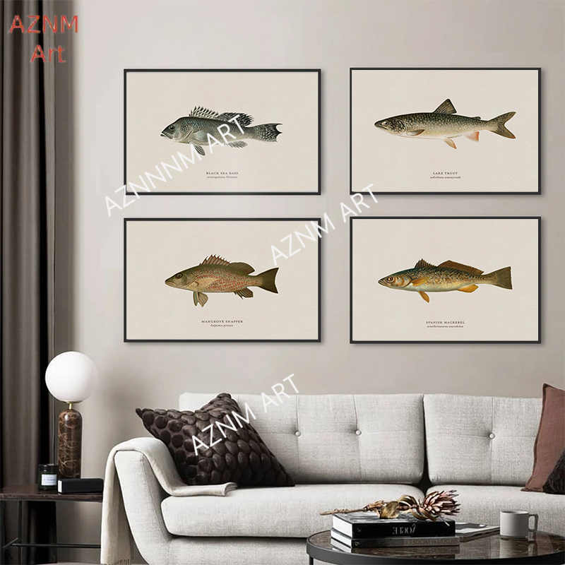 Vintage Bass Fish Trout Fly Fi - Vintage Fashion Wall Art recension och pris