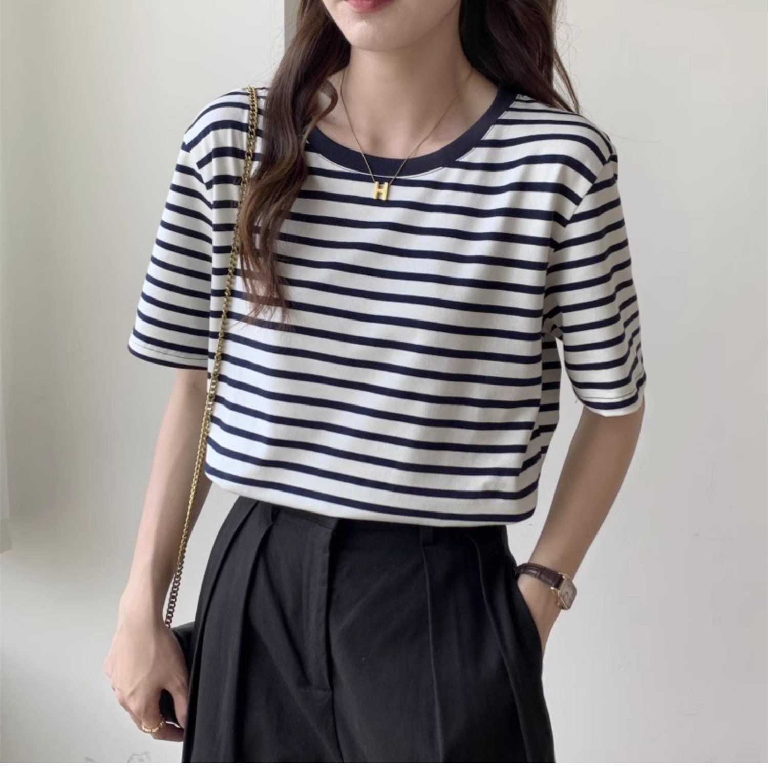 Vintage Striped T-shirt Women  - Retro Vintage Korean Fashion recension och pris