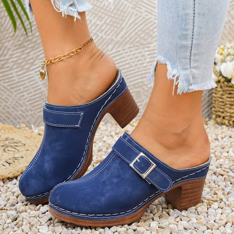 Women's Slip-On Mules Block He - Vintage Fashion Designers recension och pris