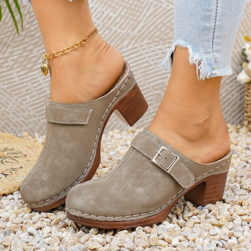 Women's Slip-On Mules Block He - Vintage Fashion Designers recension och pris