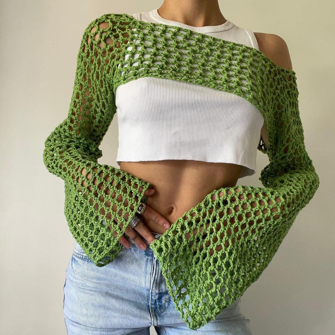 Long Sleeve Crochet Crop Top S - Crochet Top Boho recension och pris