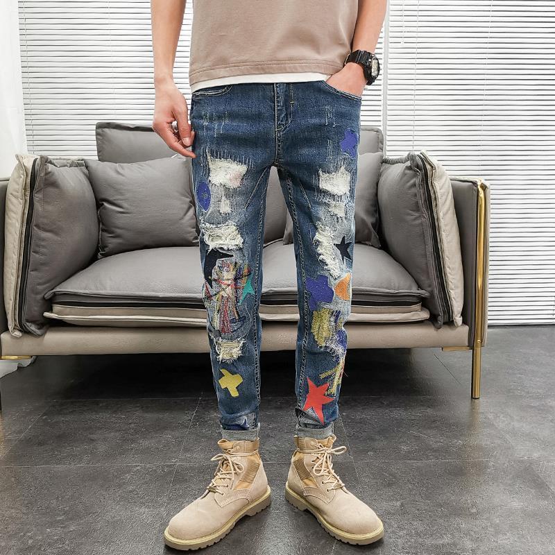 Graphic Men's Jeans Tapered Ma - Retro Vintage Korean Fashion recension och pris