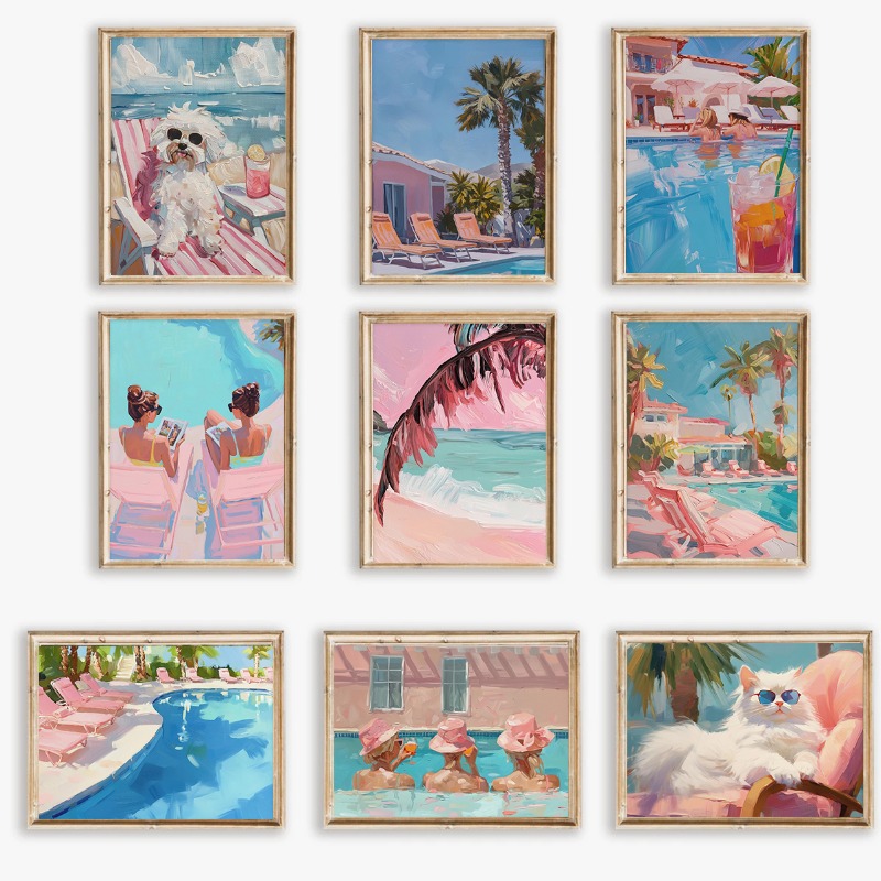 Vintage Girly Summer Pool Part - Vintage Fashion Wall Art recension och pris
