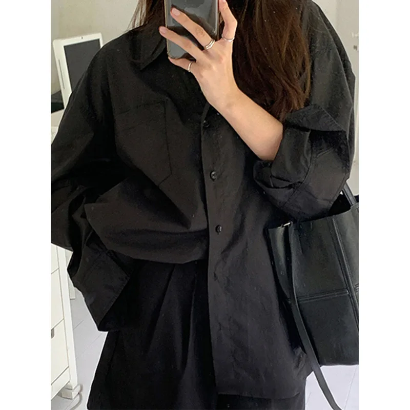 Spring Black Loose Shirt Tops  - Vintage Fashion Trends recension och pris