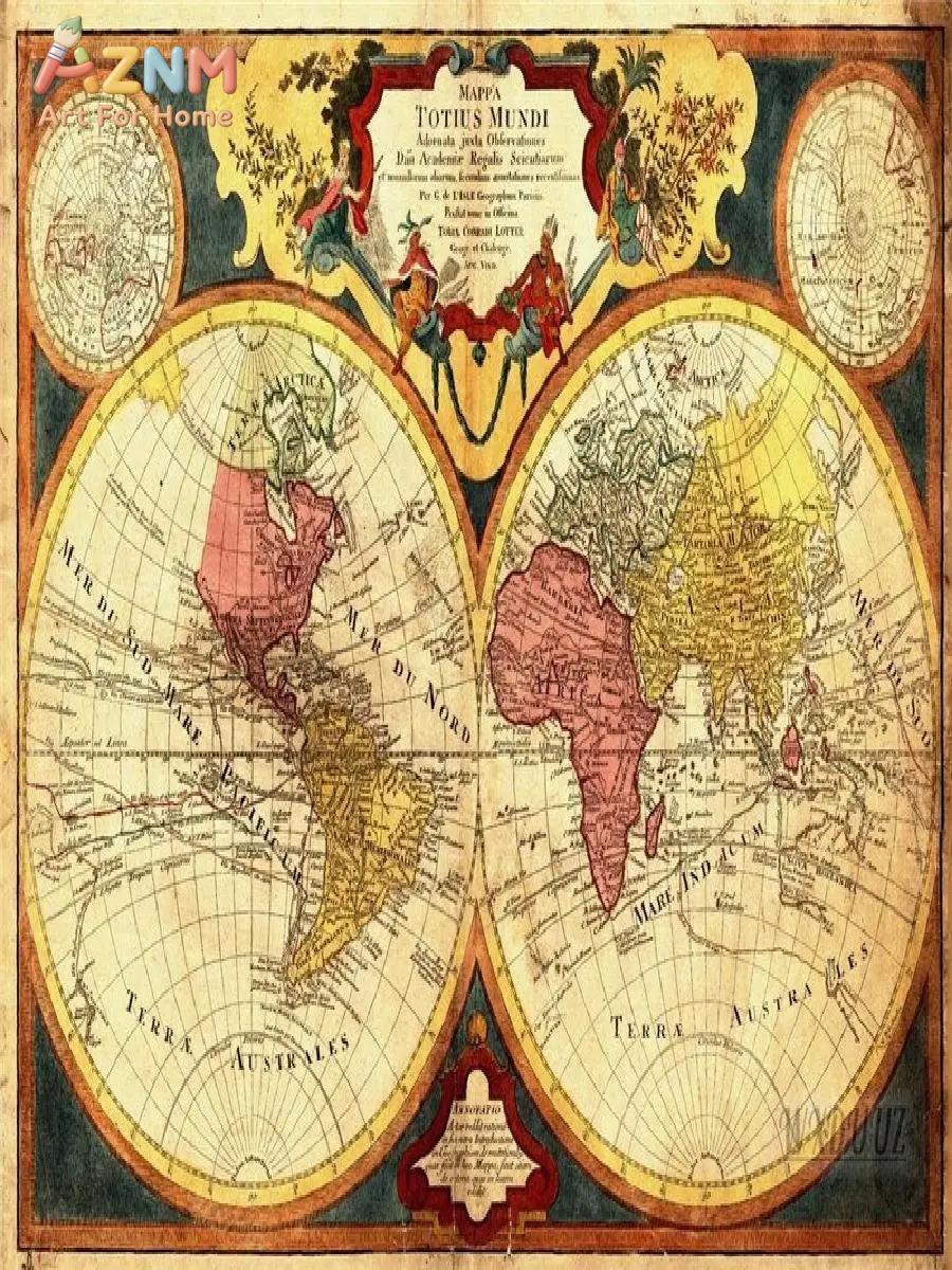 Vintage World Map Canvas Print - Vintage Fashion Wall Art recension och pris